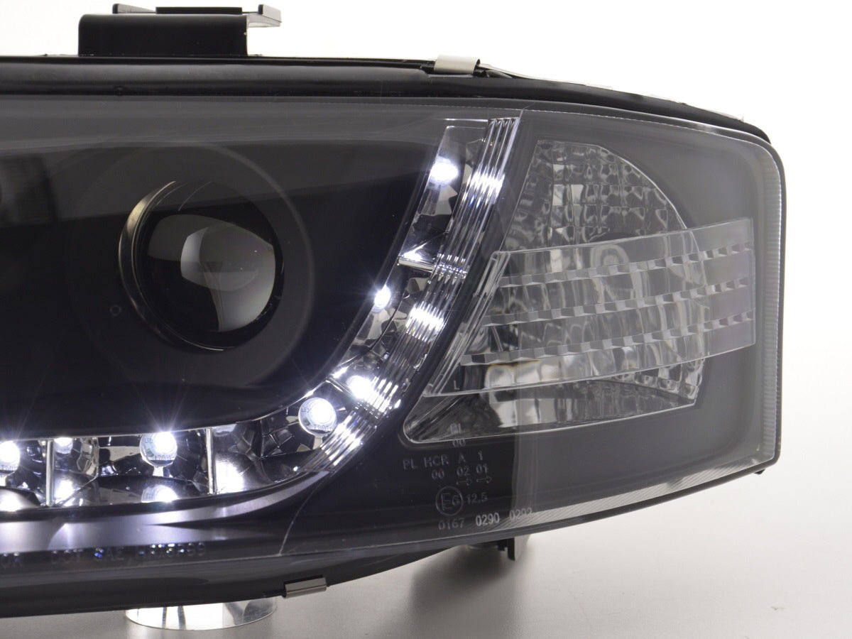 Scheinwerfer Set Daylight LED TFL-Optik Audi A6 Typ 4B 97-01 schwarz Scheinwerfer Set Daylight LED TFL-Optik Audi A6 Typ 4B 97-01 schwarz